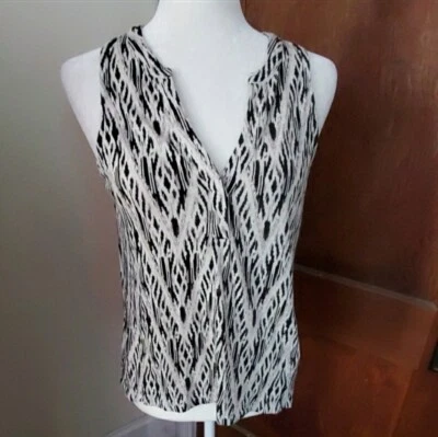 Camisa SOFT JOIE Lysette estampada ikat top sin mangas S Foto 1 de 3