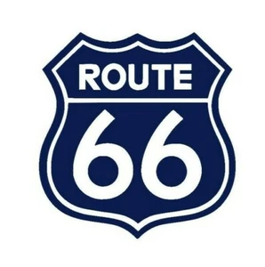 Route 66 Shield Vinyl Sticker BLUE GLOSS 10 x 9.5 cm - Zdjęcie 1 z 1