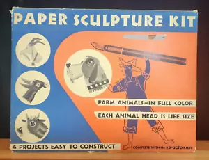 1947 Un-used Paper Sculpture Kit Farm Animals by Gorecka-Egan with #8 Xacto - Picture 1 of 23