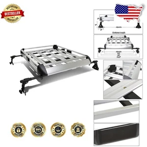 Premium Cargo Roof Rack with 50" x 38" Carrier Basket – Adjustable Silver Clamps - Picture 1 of 9