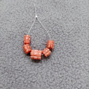Natural Italian Coral Melon Beads Vintage Coral Carved Briolette Beads Gemstone - Picture 1 of 16
