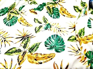 Liverpool Knit Fabric Tropical Banana Leaf Apparel Fabric Summer By the Yard - Picture 1 of 3