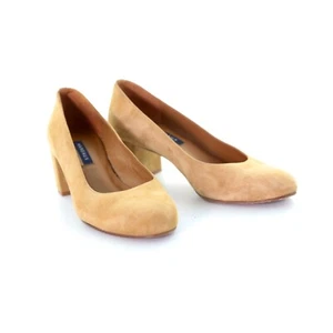 Margaux The Heel Camel Chestnut Suede Leather Block Pumps Womens 9M / 39.5 EU - Picture 1 of 11