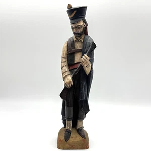 Wooden Sculpture Hand Carved Soldier Muzzle Tall Statue Figure Antique Folk Art - Picture 1 of 24