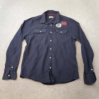 Camisa Napapijri Para Hombres XL Azul Marino Bolsillo Utilitario Exterior Técnico Táctico Bandera Foto 1 de 4