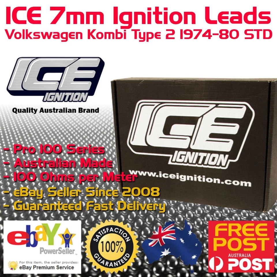 ICE 7mm Ignition Spark Plug Leads Volkswagen Kombi 1800-2000cc AC STD 1974-80 - Image 1 of 1