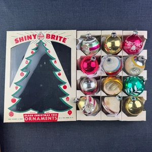 12 Vintage Glas Ornamente doppelter Einzug UFO Glimmer handbemalt Schablone Glimmer Diorama - Bild 1 von 20