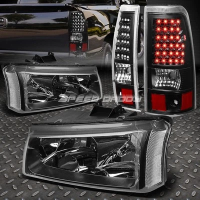 NEGRO+FARO ESQUINERO TRANSPARENTE+LUZ TRASERA LED FRENO TRASERO/TRASERO PARA 03-07 CHEVY SILVERADO Foto 1 de 4