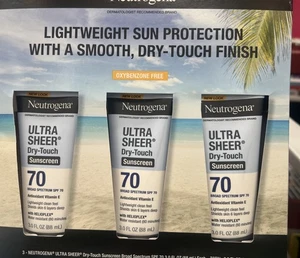 Neutrogena Ultra Sheer Dry-Touch Sonnenschutzlotion, LSF 70, 3oz, 3er Pack - Bild 1 von 4