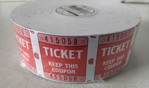 New, sealed Raffle tickets roll of 2000 Double Stub tickets -- pale red color - Picture 1 of 3