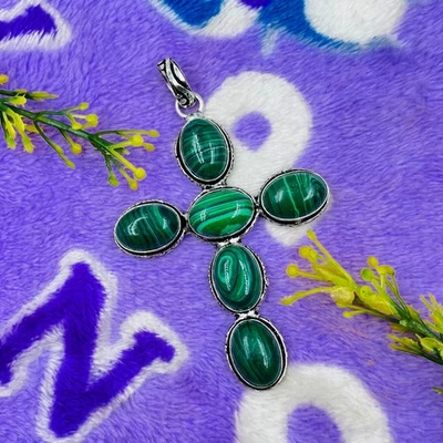 925 Пробы малахитр драгоценных камней ювелирных изделий ручной работы подвеска - Изображение 1 из 4