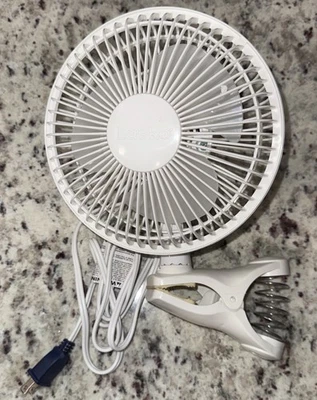 Lasko Mini Cooling Clip Fan 2-Speeds White Desk Table Quiet Small Office Corded - Image 1 of 2