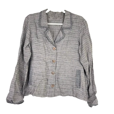 FLAX Womens 100% Linen Button Up Blazer Jacket Lagenlook Career Casual Size S - Image 1 of 4