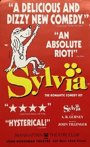 Poster Sylvia vintage originale Broadway Window Card anni '80 Manhattan Theater - Foto 1 di 5