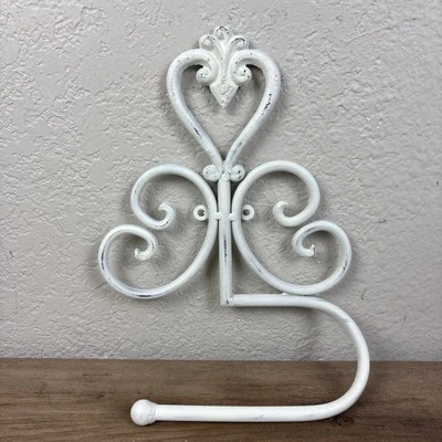 Toallero blanco envejecido de hierro fundido granja casa de campo Foto 1 de 4