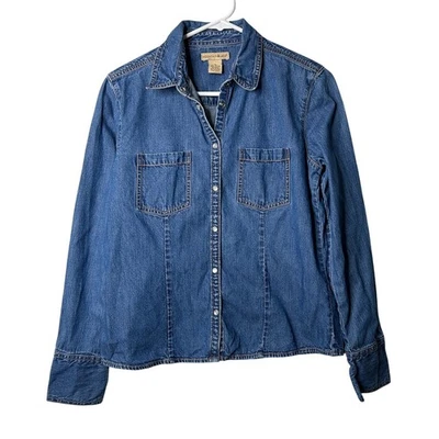 Camisa vaquera Mountain Lake para mujer mediana azul botón a presión frontal clásica occidental Foto 1 de 4