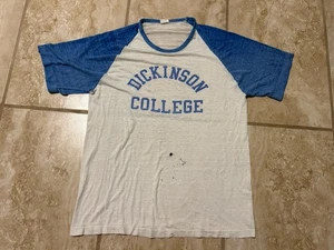T-shirt vintage carta sottile invecchiata taglia S Champion blu bar Dickinson college - Foto 1 di 11