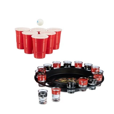 Trinkspiel set Schnaps-Roulette 50 Becher rot Beer Pong Set Party Trinkspiel - Bild 1 von 4