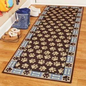 Dog Paw Print Bones Floor Runner Mat Carpet Skid Resistant Non-Slip Rug 22"x60" - Picture 1 of 8