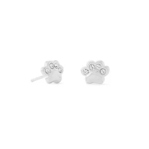 Polierte Kristall Pfotenabdruck Ohrringe 925 Sterling Silber kleine Mini Pfosten Ohrstecker - Bild 1 von 3