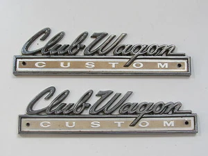 (2) CLUB WAGON CUSTOM BODY EMBLEMS TRIM SCRIPT BADGE NAMEPLATE PAIR - Picture 1 of 2
