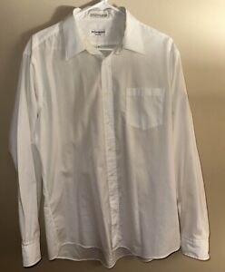 Vintage YSL Yves Saint Laurent Menswear White Dress Button Shirt Size 17 34-35