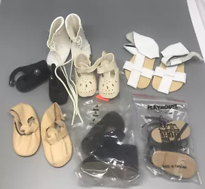 Vintage Porcelain Doll Shoe Lot 7 Pair Leather, Snap, Button And Lace Closures - Picture 1 of 12