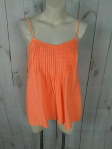 J.Crew Neon Pfirsich Orange Plissee Latz gewebt Spaghettiträger Bluse Top-Größe 2 - Bild 1 von 4