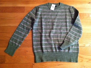 GAP BOYS GREEN AND GRAY STRIPE CREWNECK PULLOVER SWEATER $39.95 SIZE 6-7 BNWT - Picture 1 of 1