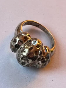 925 gemarkt Silber gehämmert dreifach bauchig Bandring Größe 7,75 - Ringspitze ist - Bild 1 von 10