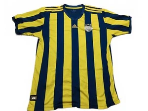 Adidas Fenerbahçe Yellow and Blue Striped Football Jersey Size Large - Picture 1 of 4