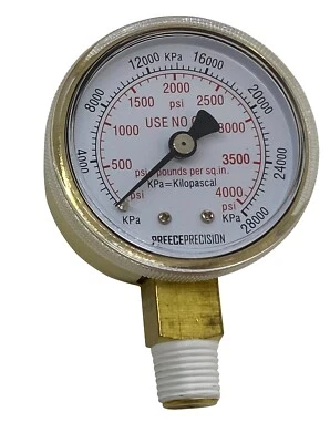0-4000 PSI High Pressure Gauge 2" Dial 1/4" Bottom Mount USE NO OIL - Image 1 of 4