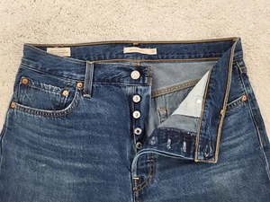 Levi Ribcage Jean Shorts button Fly blue Logo 5 pocket size 32 - Picture 1 of 6