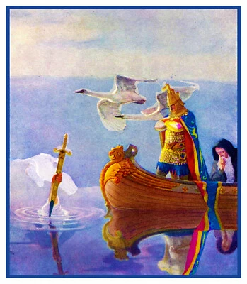 N.C. Wyeth King Arthur his Sword Excalibur Counted Cross Stitching Chart Pattern - Image 1 of 4