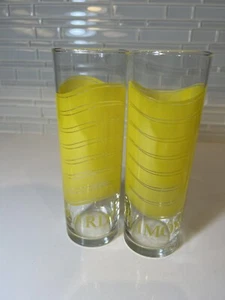 Bacardi Limon Promotional Marked Libbey 7" Tall Cocktail Yellow Glasses Set of 2 - Picture 1 of 9