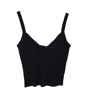 IRO Paris Posala Crop Top Damen M/L schwarz Rippstrick ärmellos V-Ausschnitt - Bild 1 von 12