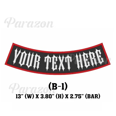 Custom Embroidered Bottom Rocker Sew on Patch Motorcycle Biker Badge 13" (B -1) - Image 1 of 4