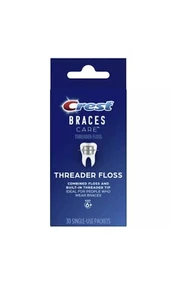 Crest BRACES CARE THREADER FLOSS 30-SINGLE-USE PACKETS Silky Smooth Texture HQ - Picture 1 of 3