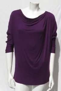 TRYBE USA S lila Jersey Strick 3/4 Dolman Ärmel Wasserfallausschnitt T-Shirt Tunika Top - Bild 1 von 6