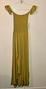 Young Fabulous and Broke Maxi Dress off shoulder flowy olive NWT size XSmall - Picture 1 of 8