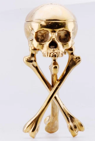 Desk Clock French Ormolu Gilt Bronze Verge Fusee Memento Mori Skull Bones c1800 Cover