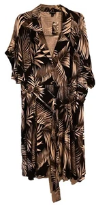 Torrid Dress Palm Leaf Print Pockets Button Front Cloth Belt NWT 4x /26 (42x33) - Picture 1 of 10