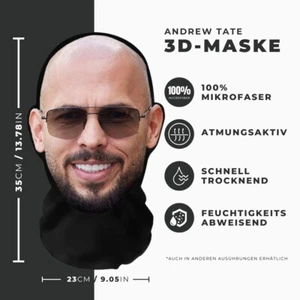 Realistische Andrew Tate 3D-Druck Vollgesichtsmaske – Atmungsaktiv, leicht - Bild 1 von 2