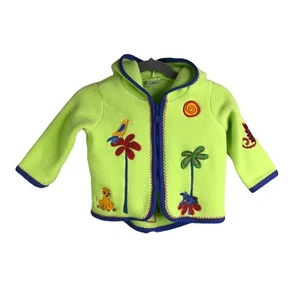 Hanna Andersson Toddler Size 60 Green Fleece Hooded Zip Up Jacket - Picture 1 of 6