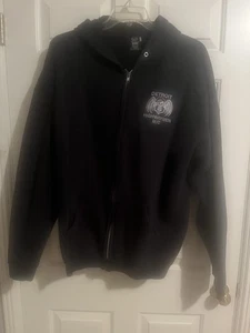 Size 2 XL Detroit Highway Men Motorcycle Club Black Zip Front Hoodie Logo Fleece - Picture 1 of 6