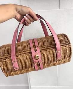 Kate Spade New York rosa Weidenkorb Handtasche klein mit Staubbeutel - Bild 1 von 23