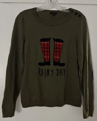 Suéter Talbots Oliva con Diseño de Bota a Cuadros Roja Pequeño Usado en Excelente Condición Foto 1 de 4