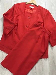 Danillo rot leicht Tweed 3/4 Ärmel Jacke & Rock Anzug Set Gr. 20W - Bild 1 von 13