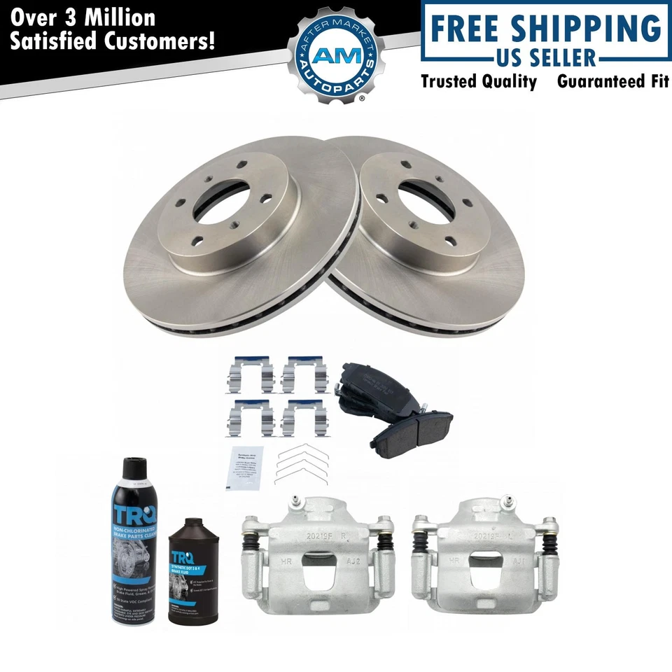 Pinzas de freno delanteras pastillas y rotores de cerámica para 93-01 Nissan Altima 02-06 Sentra Foto 1 de 4