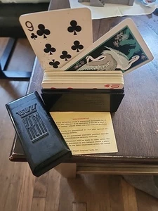 Vintage KEM Plastic Playing Cards In Bakelite Case 1935 Complete Decks BIRDS - Picture 1 of 7